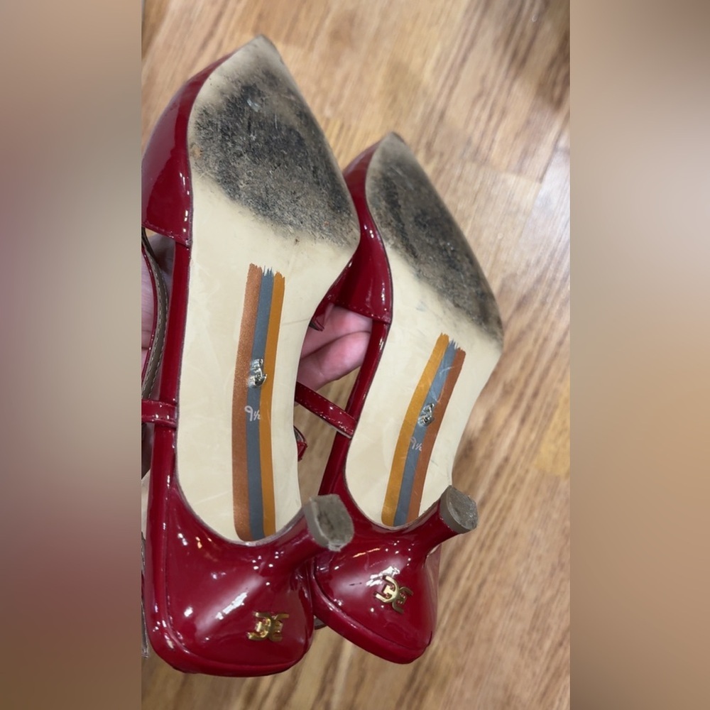 Sale 💃🏼 Sam Edelman Toni Slingback Kitten Heels Shoes Women’s Size 9.5 Red Color - Picture 6 of 17